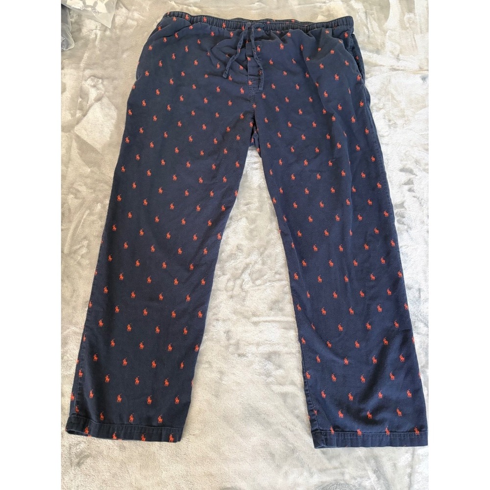 Polo Ralph Lauren Sleepwear Men's Pajama Pants L Blue Drawstring Closure Cotton